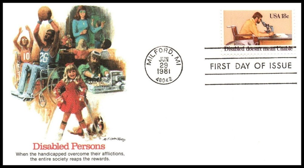DISABLED DOESNT MEAN UNABLE  1981 FLEETWOOD  CACHET FDC UNAD