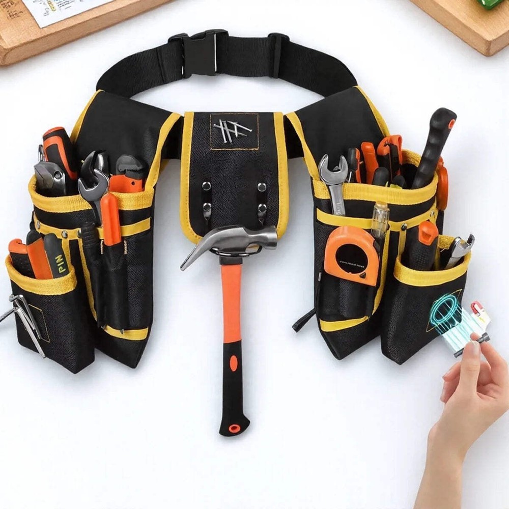 Adjustable 26-Pocket Tool Belt with Magnetic Holder for Craftsmen