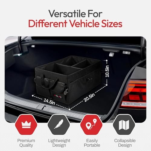 Trunk Organizer for Car with Lid – Foldable SUV Trunk Organizer – Standard