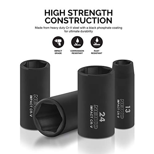 02474A 1/2" Drive Deep Impact Socket Set | 15 Piece | Deep 10 - 24 mm Deep