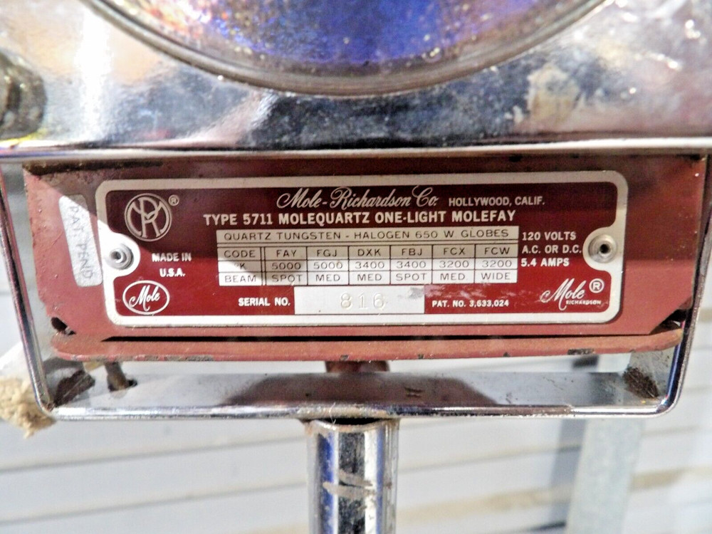 MOLE RICHARDSON TYPE 5711 MOLEQUARTZ ONE-LIGHT MOLEFAY STUDIO