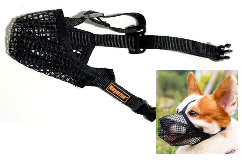 Mayerzon Dog Muzzle, Mesh Muzzle for XSmall Dog, Covered Mouth Guard Adjustable