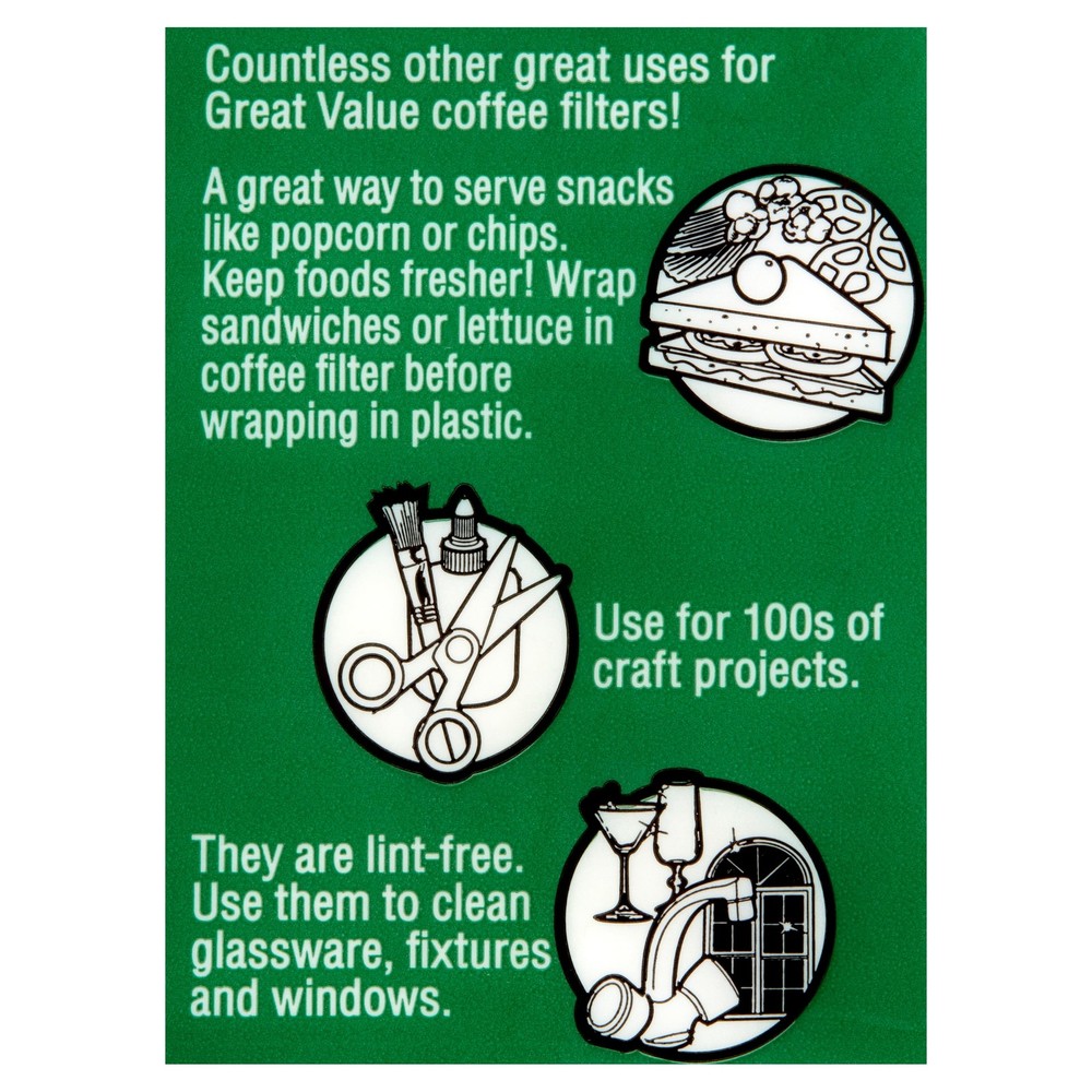 (4 pack) Great Value #2 Cone Coffee Filters, 100 count