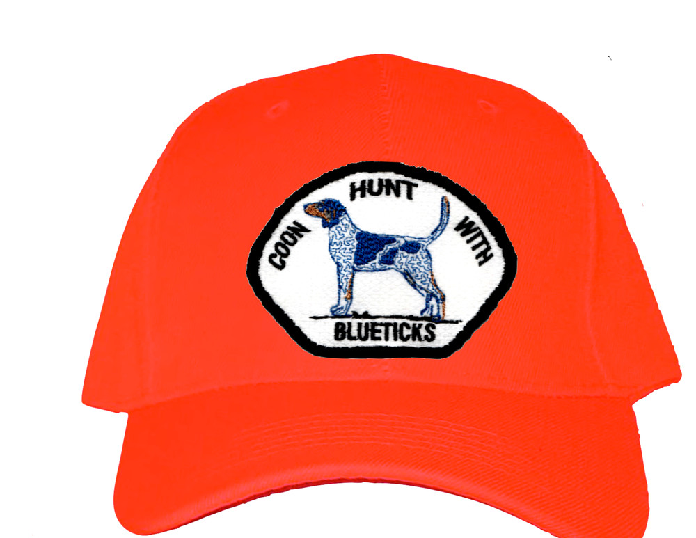 Cap Hat Orange Solid Back Coonhound Blueticks Hunting Coon Dog Standing