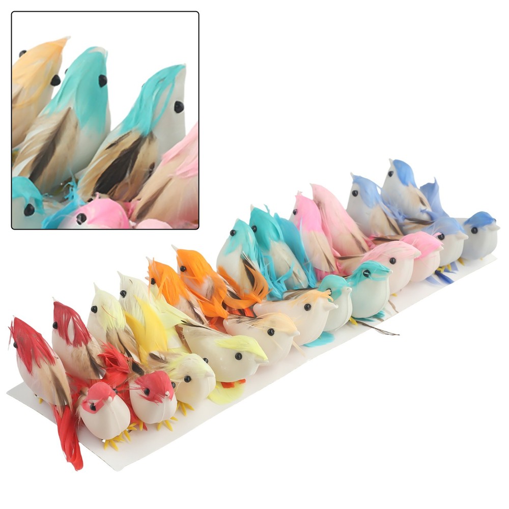 Simulation Feather Bird Home Garden Decor Multi Functional 24 Pcs DIY Crafts