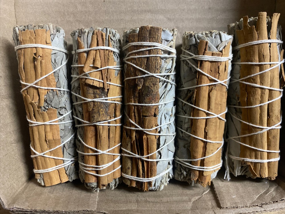 4 inch white sage with cinnamon five pieces