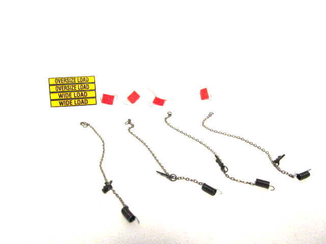 1 DCP 1/64 SCALE WIDE LOAD, OVERSIZE LOAD DECAL, 4 CHAINS & 4 FLAGS