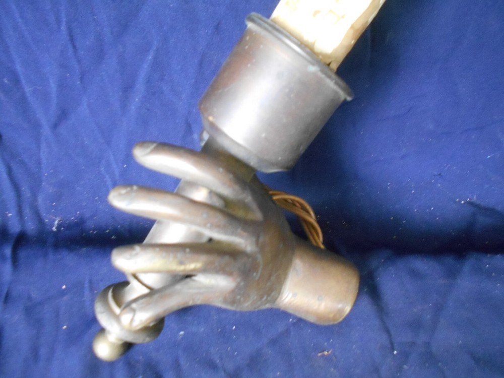 SOLID BRASS HUMAN HAND SINGLE WALL SCONCE REMNANT