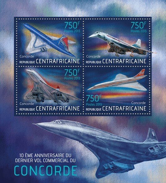 Centrafrique 2013 MNH - CONCORDE. Michel Code: 4415-4418