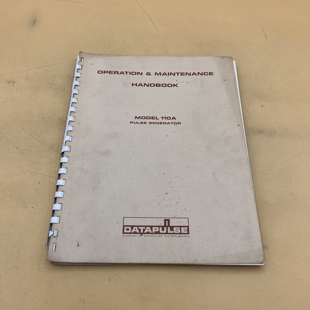 Datapulse Model 110A Pulse Generator Operation & Maintenance Handbook  12/65