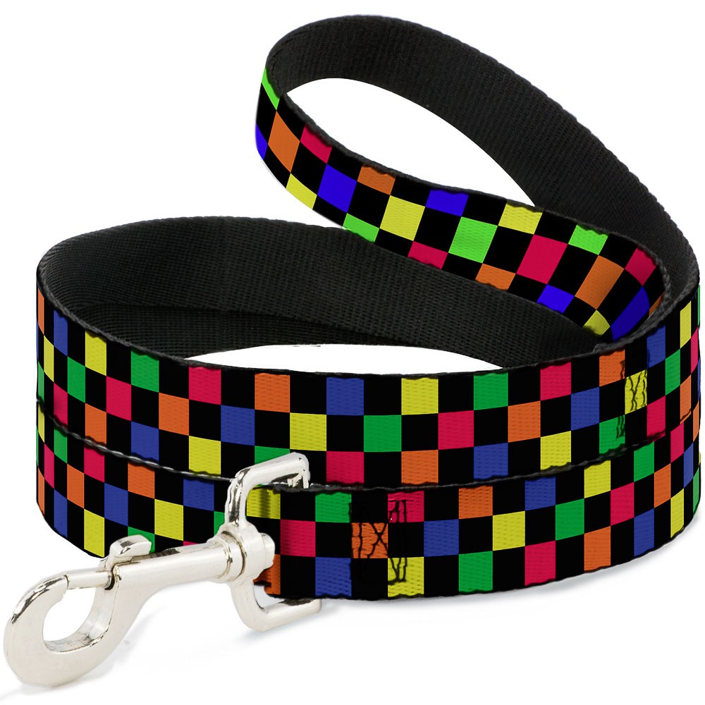 Dog Leash Checker Black/Multi Neon