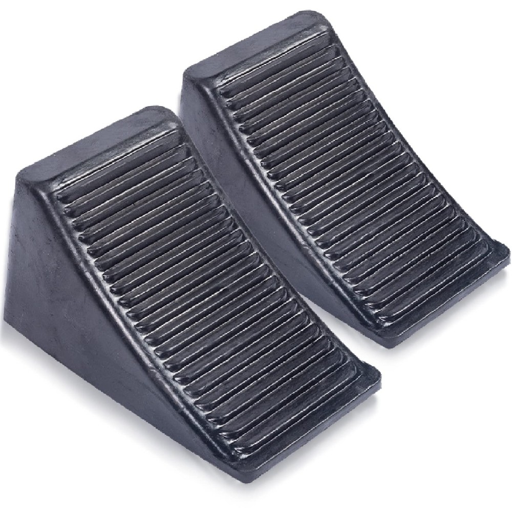 Tebery Solid Rubber Heavy Duty Wheel Chock - by Fasmov 2 Pack, Black