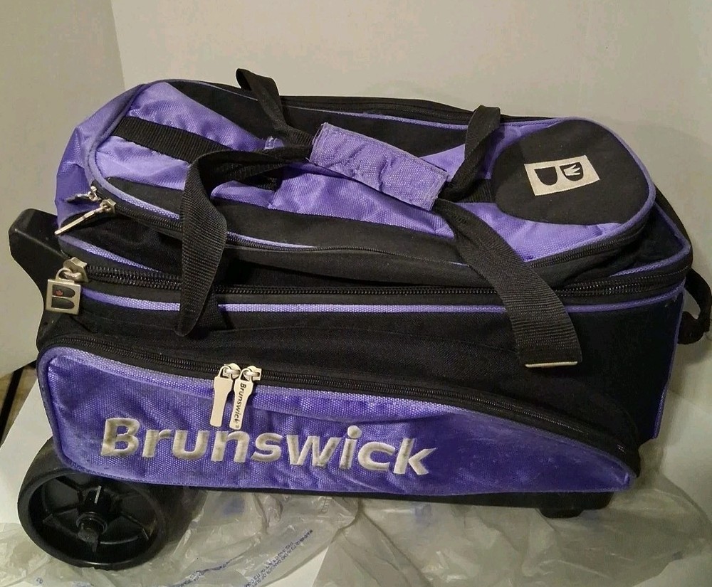 Brunswick Blitz Double Roller 2 Bowling Ball Bag Rolling Wheels, Used, No Handle