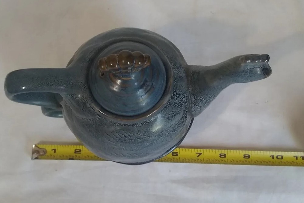 Peacock Tea Set 3 Piece Cup Pot Lid Ceramic Blue Chicken READ