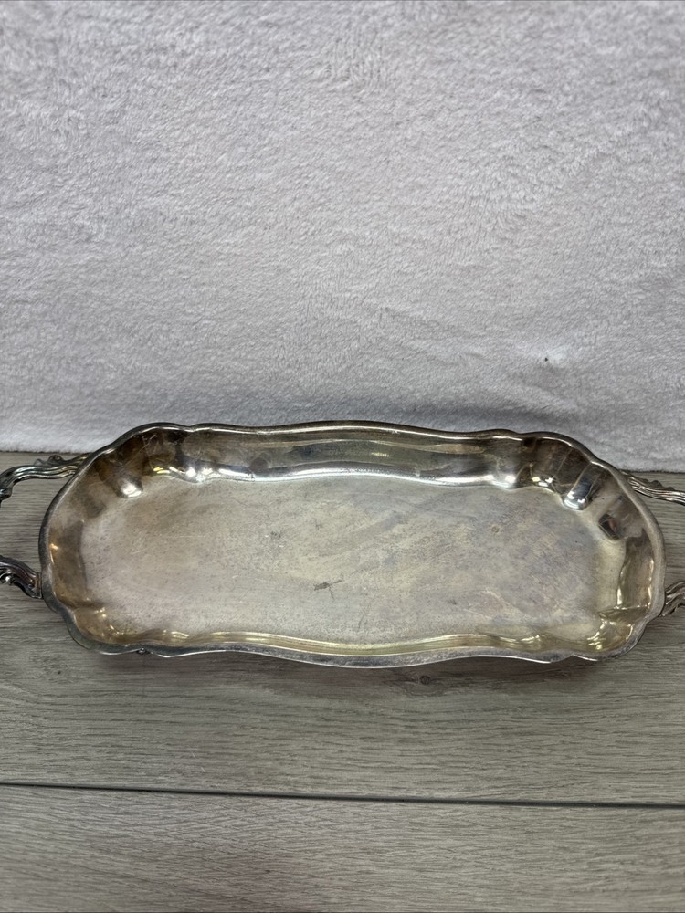 Vintage FB Rogers Silverplate Footed Rectangular Serving Tray 5.5" x 14"