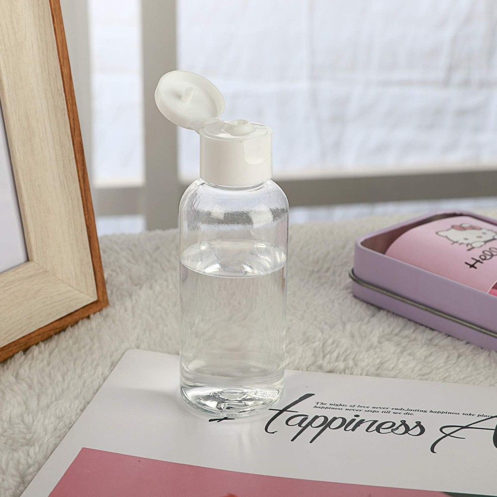 30 Pcs 2 oz Clear Plastic Empty Bottles with Flip Cap for Travel Size White