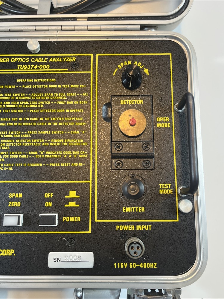 Fiber Optics Cable Analyzer TU9374-000 Diagnostic Systems Corp UNTESTED
