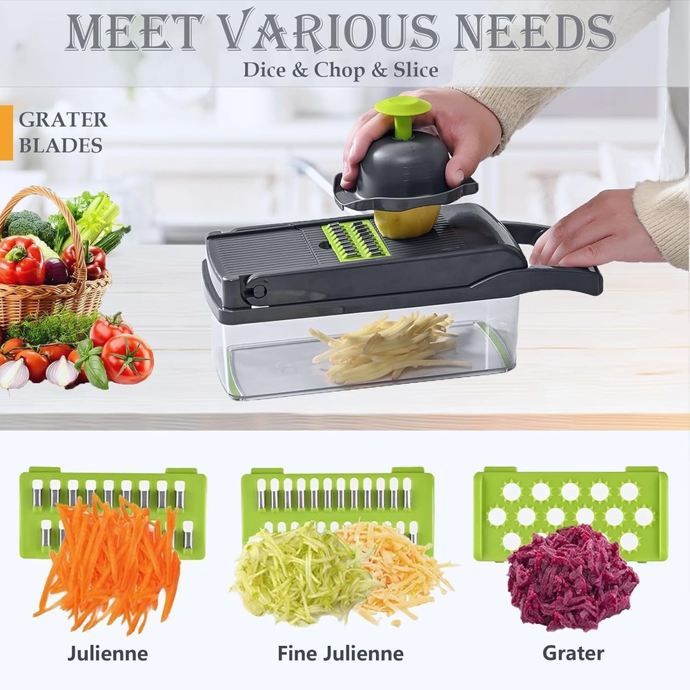Multi-Functional Vegetable Chopper with 8 Blades - Deliciously Simple Cooking