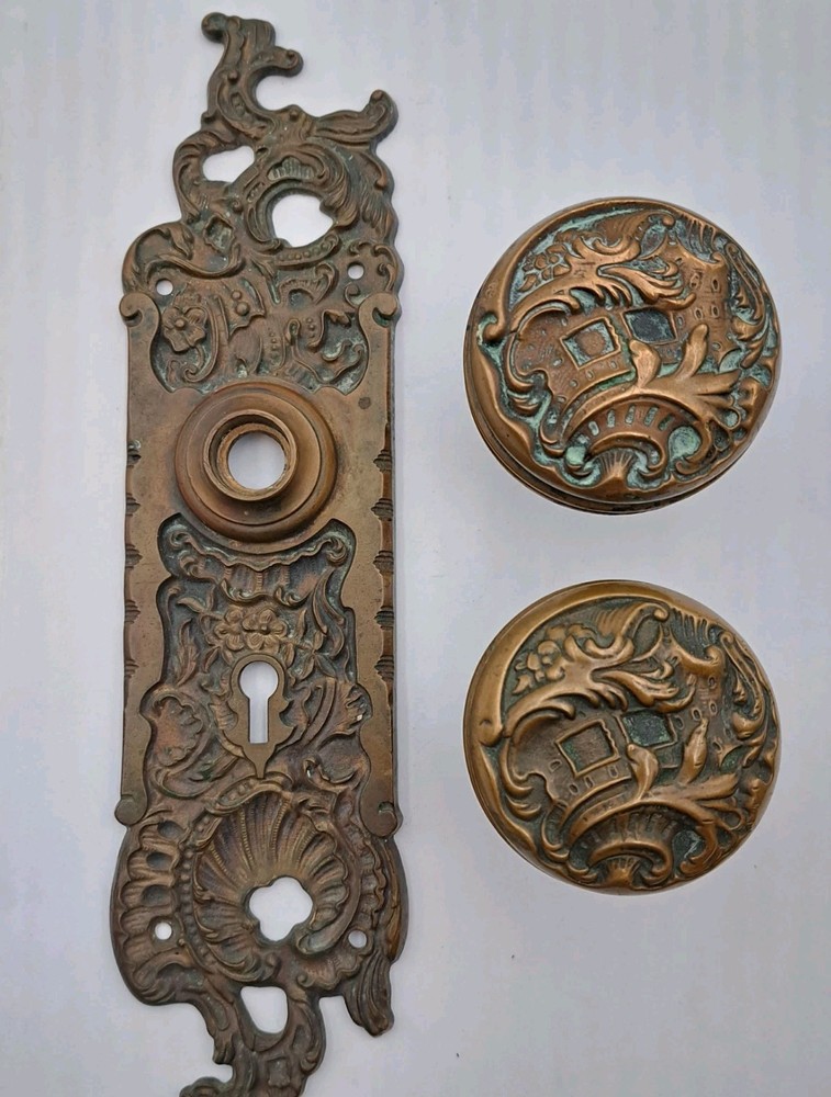 Antique/Vintage Door Knobs & Backplate Belfort Reading Hardware Brass Hardware