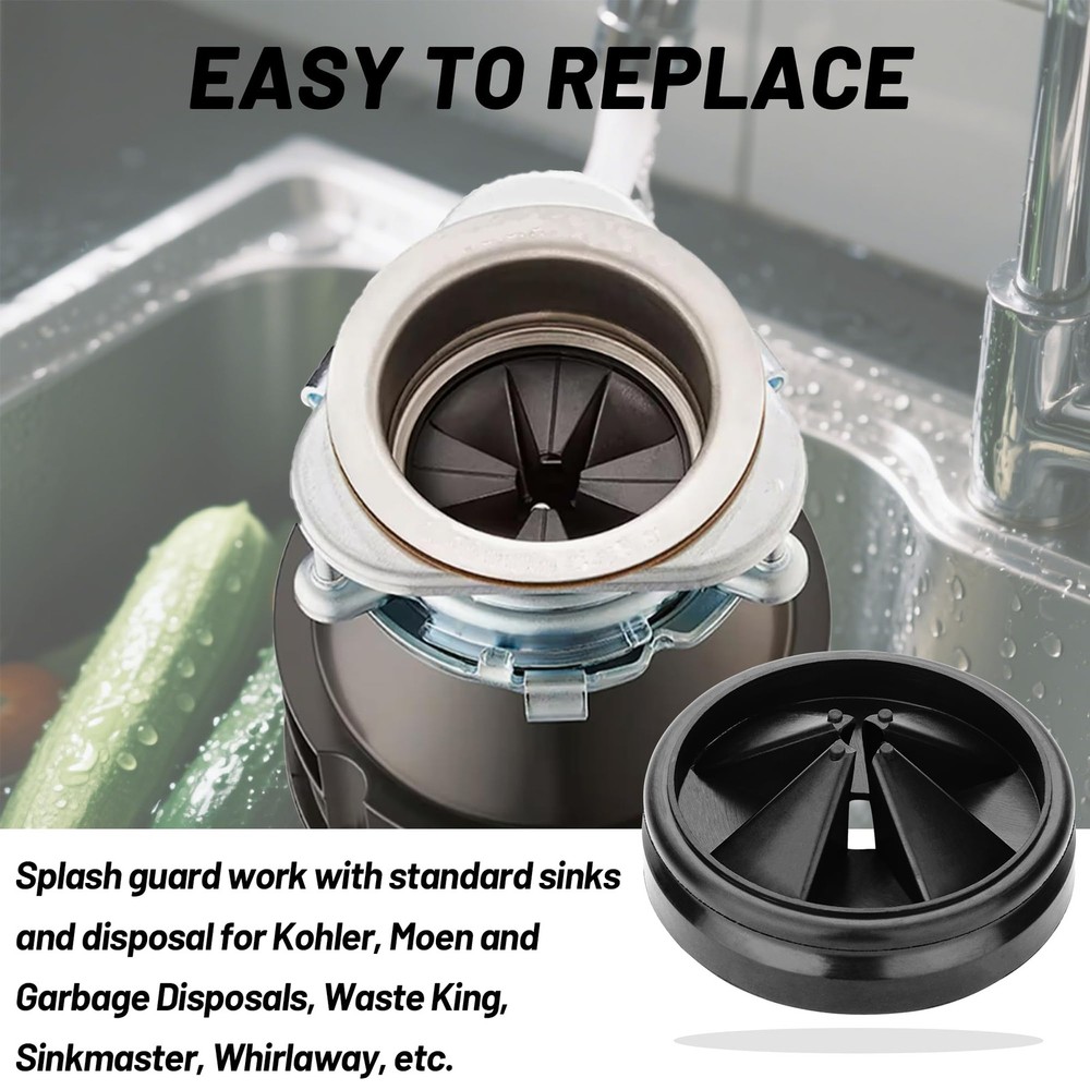 3 3/8" Garbage Disposal Splash Guard QCB-AM for Insinkerator Evolution Black