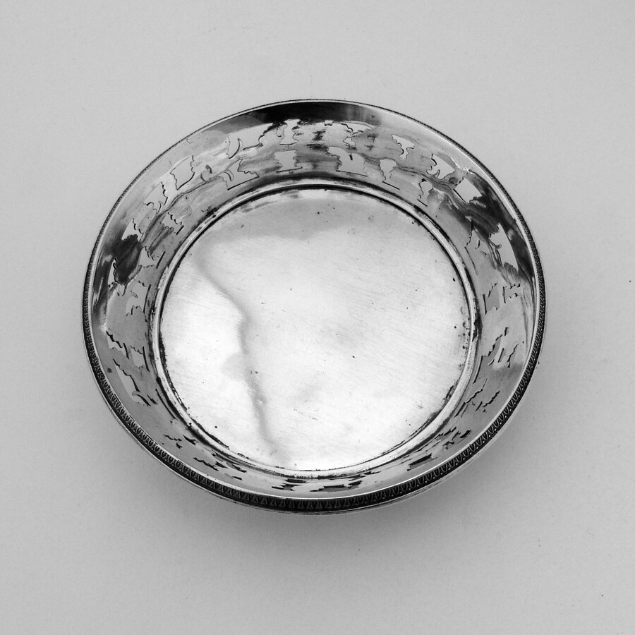 German Silver Wine Bottle Coaster Openwork Grape Designs
