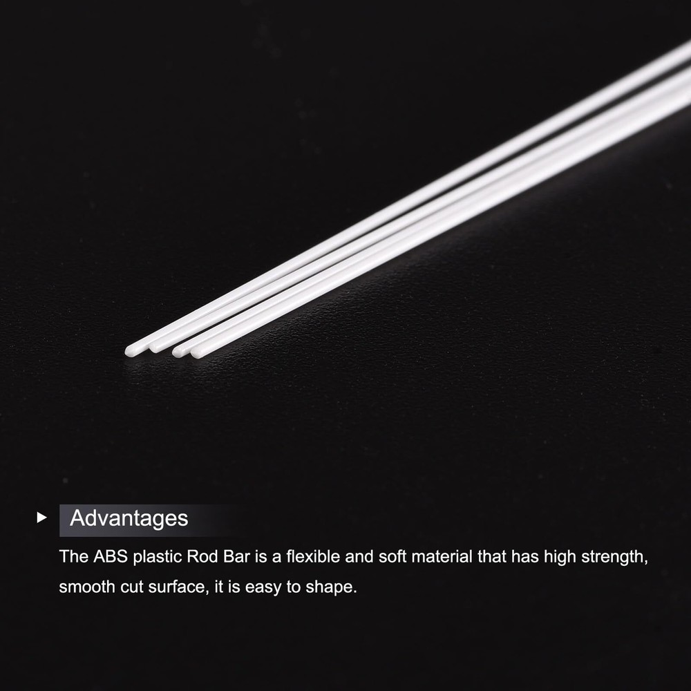 ABS Plastic Rod Round Solid Bar 0.8 mm x 500 mm White for DIY Model Material ...
