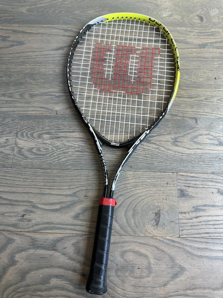 Wilson Tennis Racquet with Red String Pattern