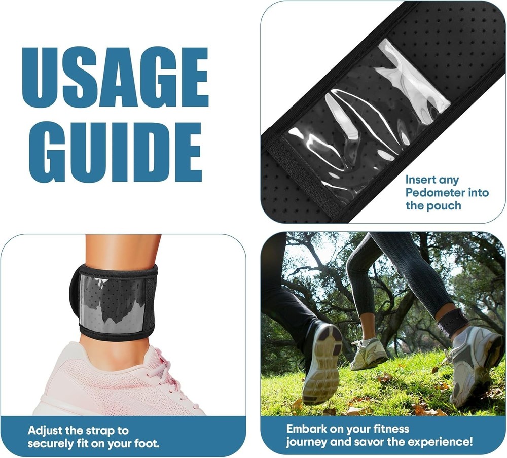 Comfortable Adjustable Ankle Band for Step Counters - Medium Size for Active Use