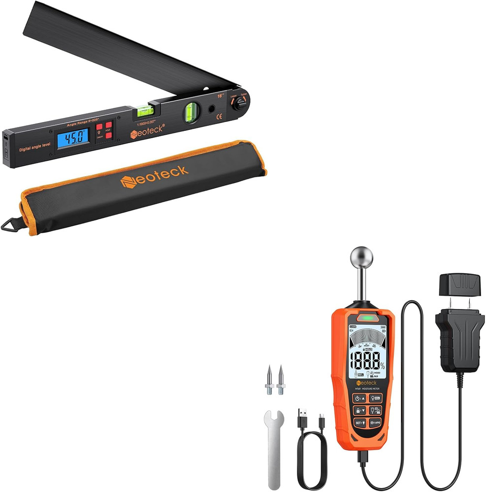 Digital Angle Finder & Moisture Meter with LCD Display & Audio Alert