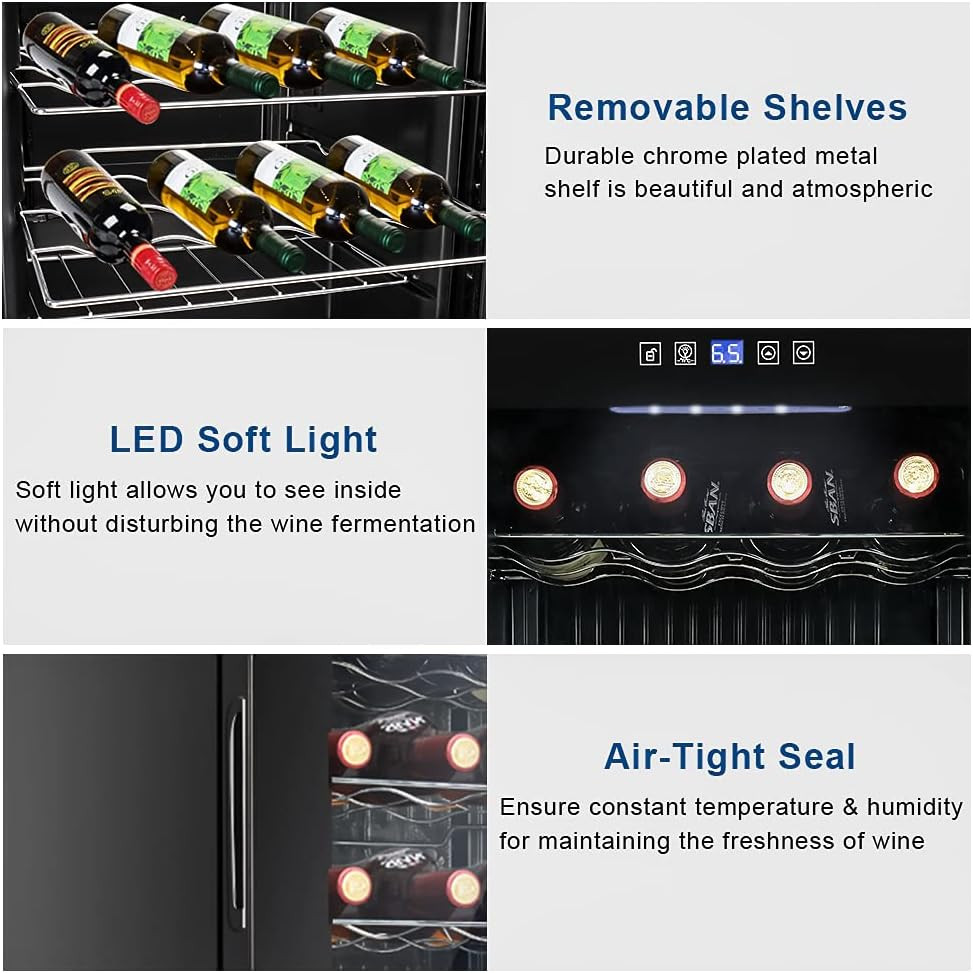 28 Bottle Wine Cooler Refrigerator Mini Fridge Digital Control Adjustable