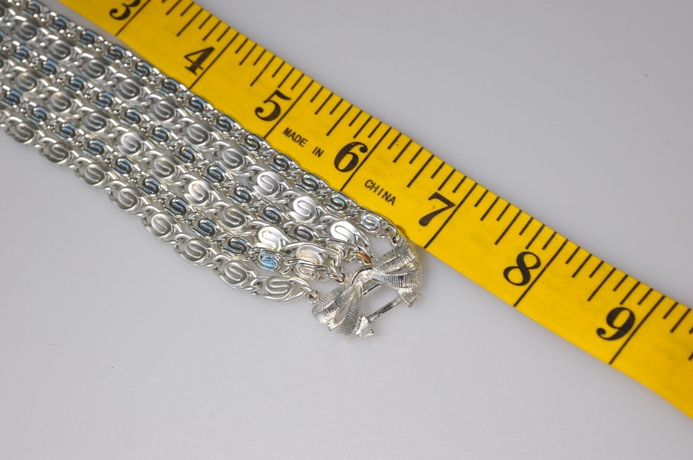 VTG signed Bracelet Lisner layered stack bow clasp satin shiny silver tone