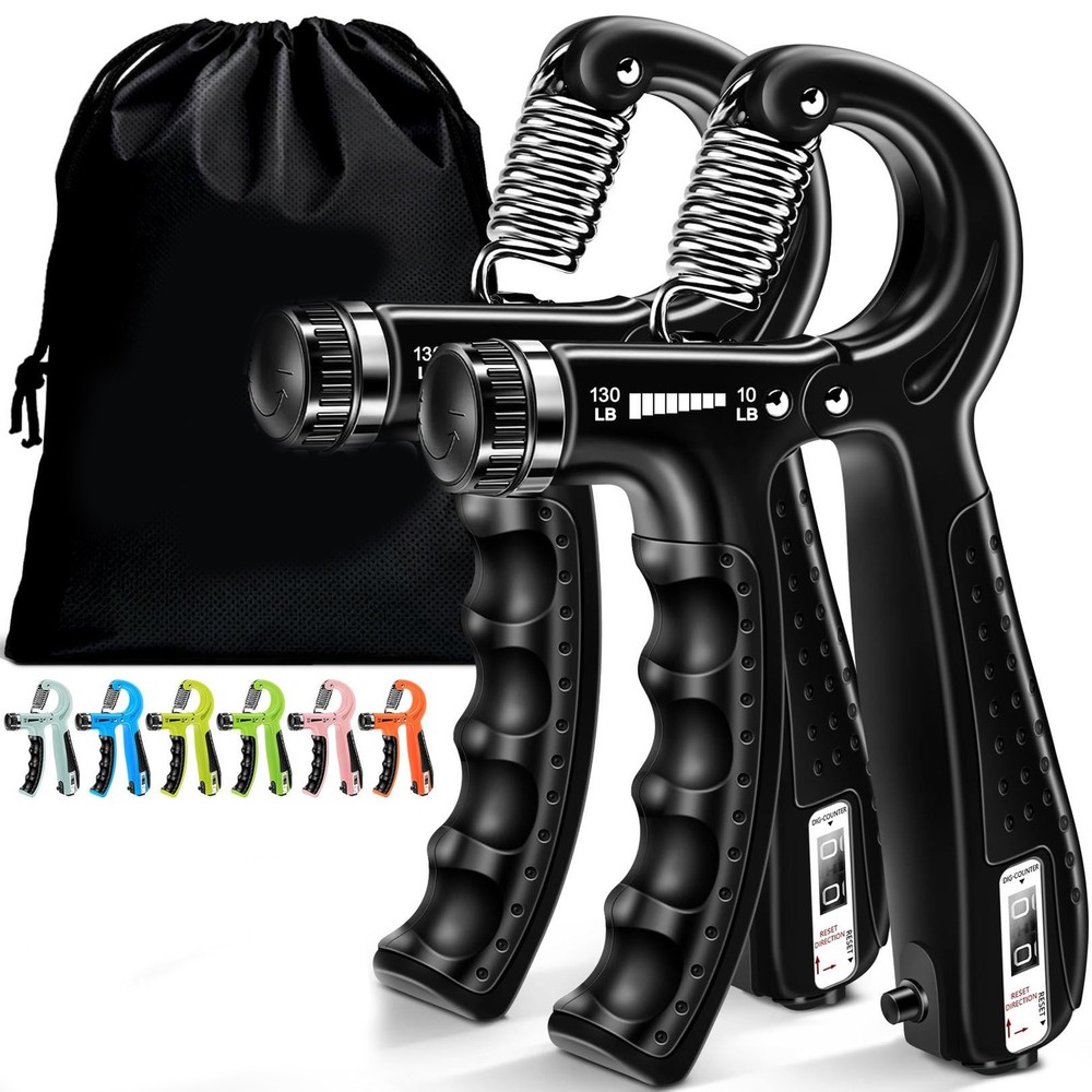 Grip Strength Trainer Set, 2 Pc Forearm Hand Exerciser Squeezer, Black