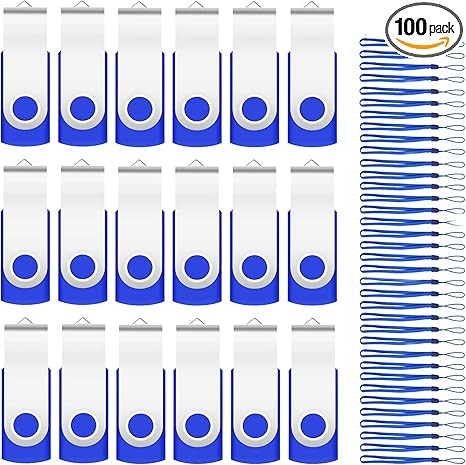 USB Thumb Drives 16GB Bulk Swivel Flash Storage with Strap