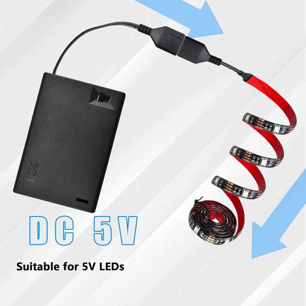 SDTC Tech 3 AA Battery Holder, USB Female Socket 3 AA Battery Case Box Holder 4.