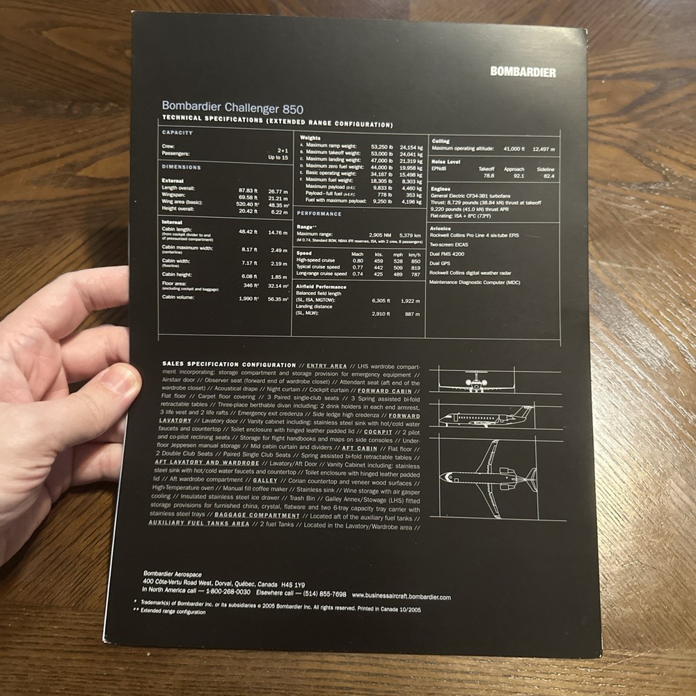 Bombardier Challenger 850 Advertising Brochure