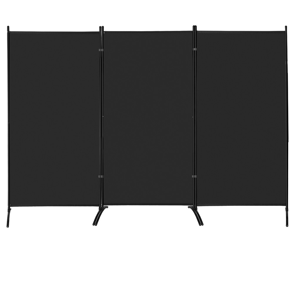 3 Panel Room Divider Black Folding Privacy Panel Screens for Office Separation