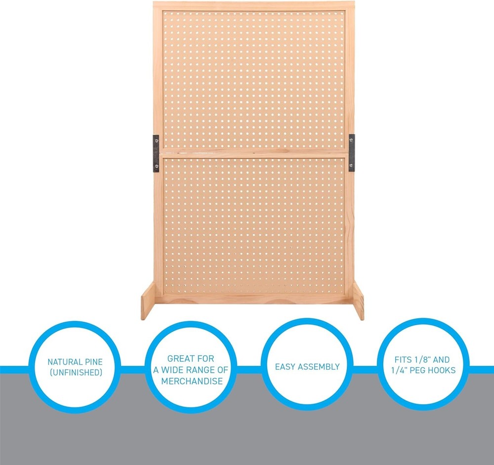 Standing Pegboard Display Craft Panel Organizer Screen 32" Wide x 48" High
