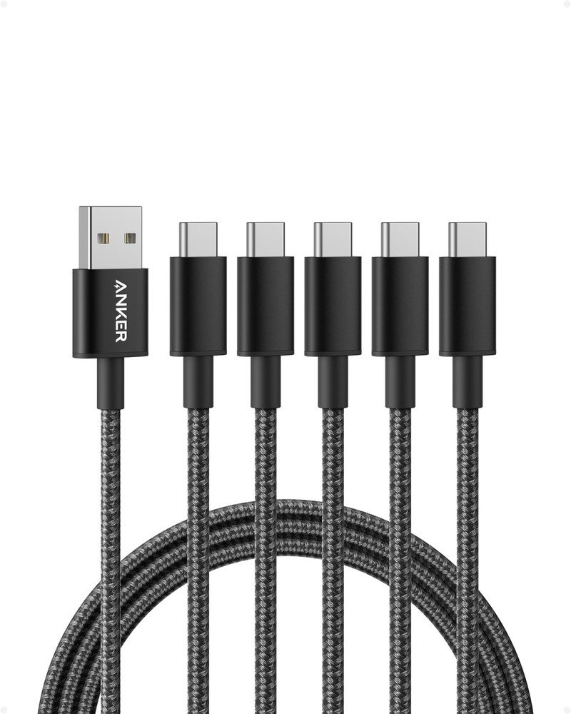Anker Cable [5 Pack, 6FT], USB A to C for iPhone 17 6ft, Black