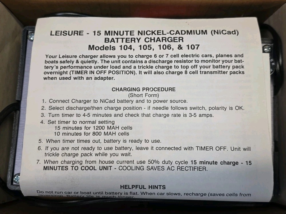 Leisure Auto Chargers model 104 6 cell only 12v input