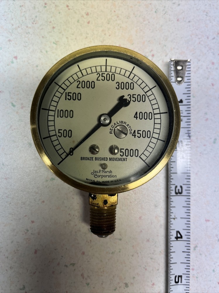 Marsh 5000 PSI Brass Pressure Guage