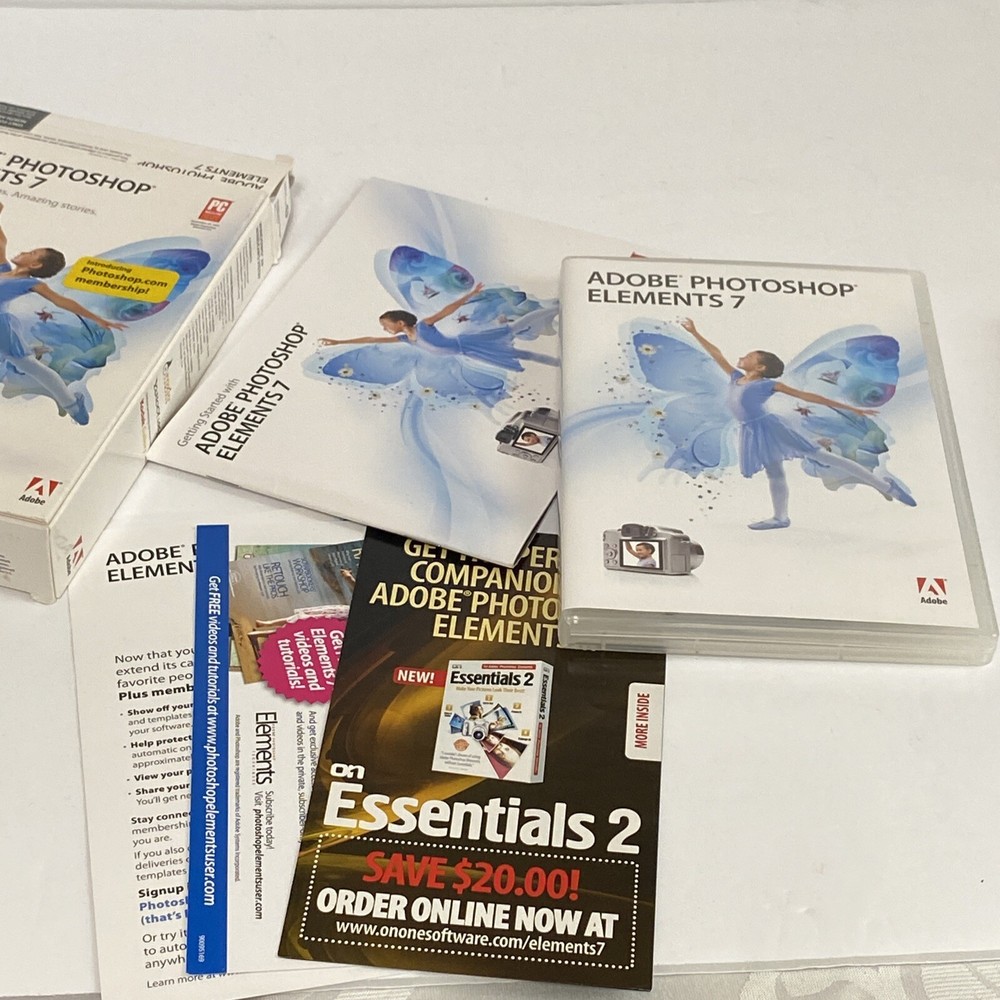 Adobe Photoshop Elements 7 Software Edit Enhance Create Share For PC With BOOK!