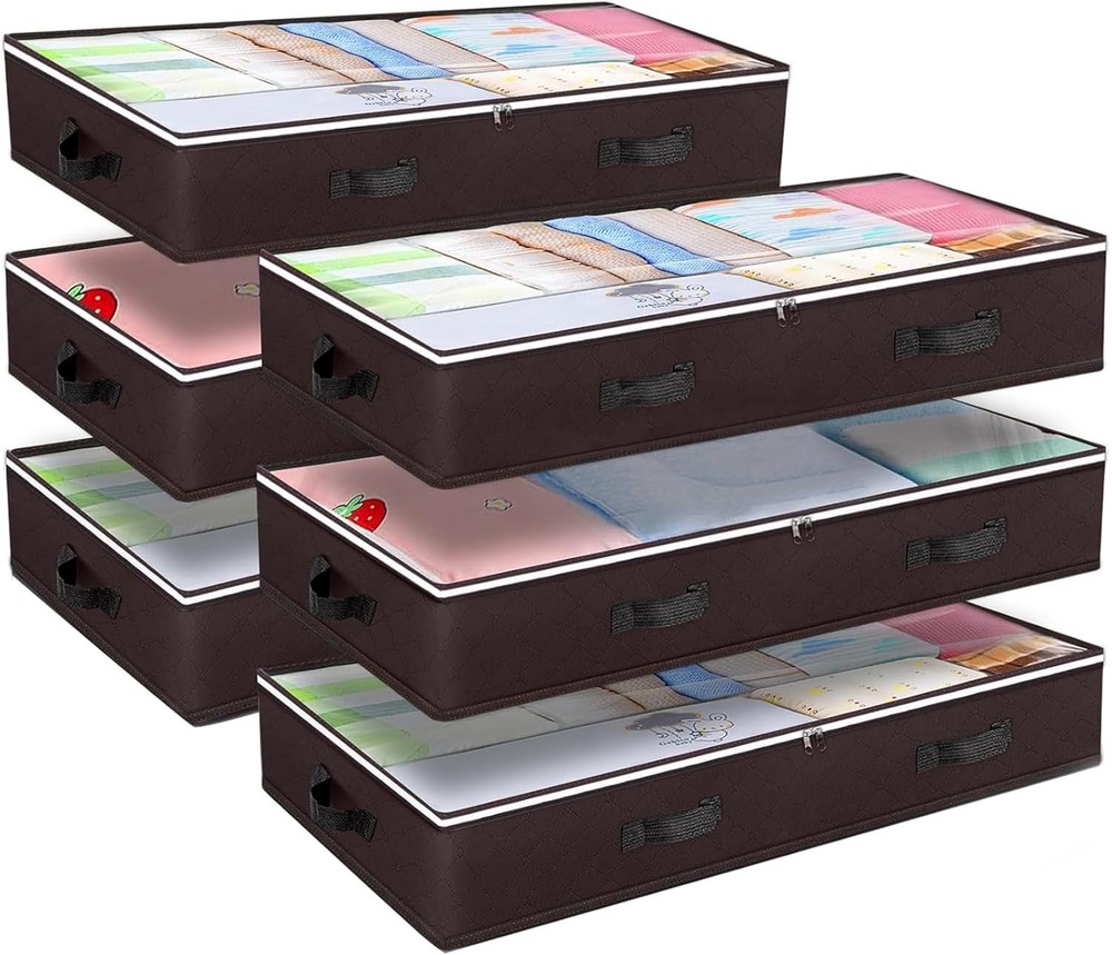 6 Pack 90L Under bed Storage Containers Organizer Large Capacity Underbed