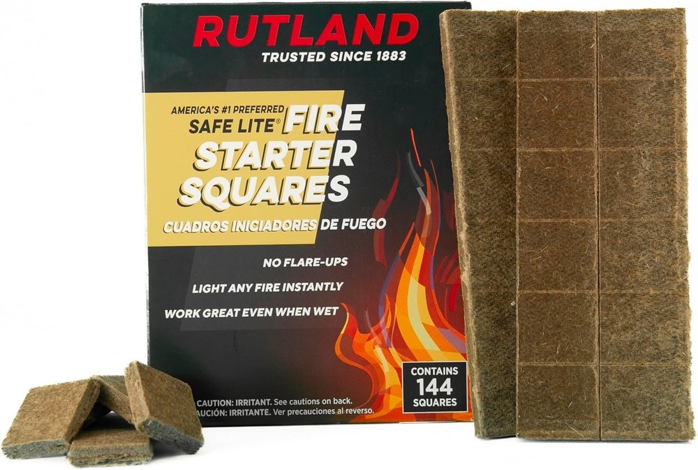 144pc Fire Starter Squares Odorless Charcoal Lighter for Grill Campfire & Pit