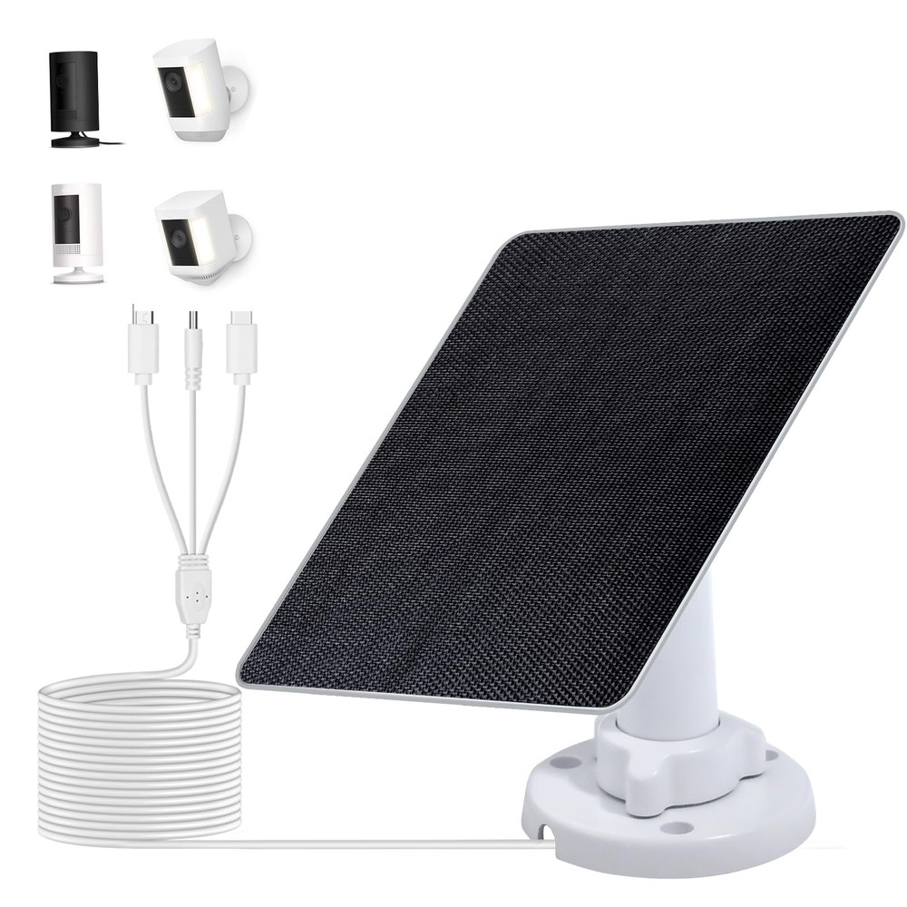 ECOWORTHY Solar Panel for Ring Camera Outdoor Wireless, 5W Fast Charging Comp...