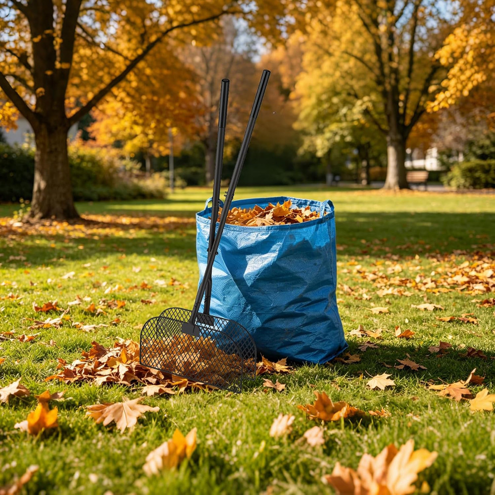 Leaf Grabber Rake with Long Handle, Leaf Picker Upper Grass Collector, Yard Rake
