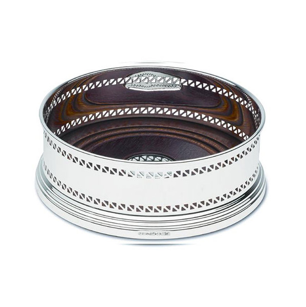 BROADWAY & Co - Solid Silver - Large Wine Bottle Pierced Straight COASTER - 5"