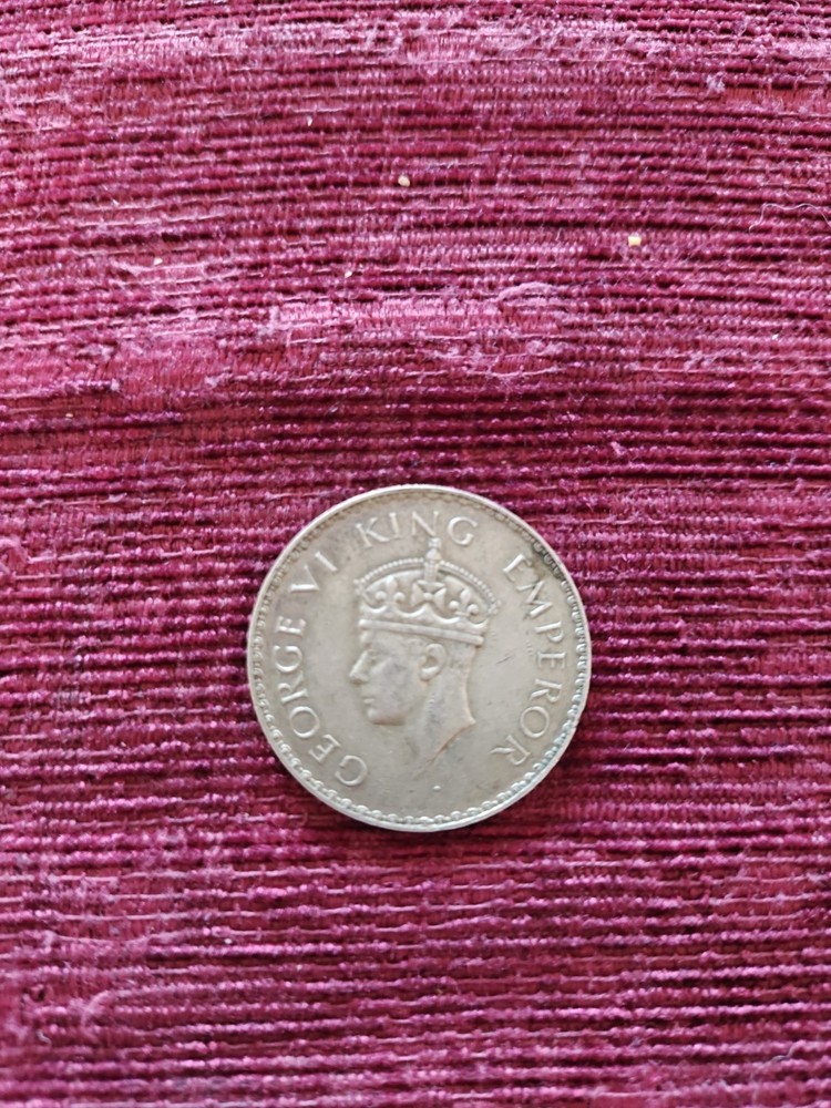 1941 Indian One Rupee Coin, 50% Silver