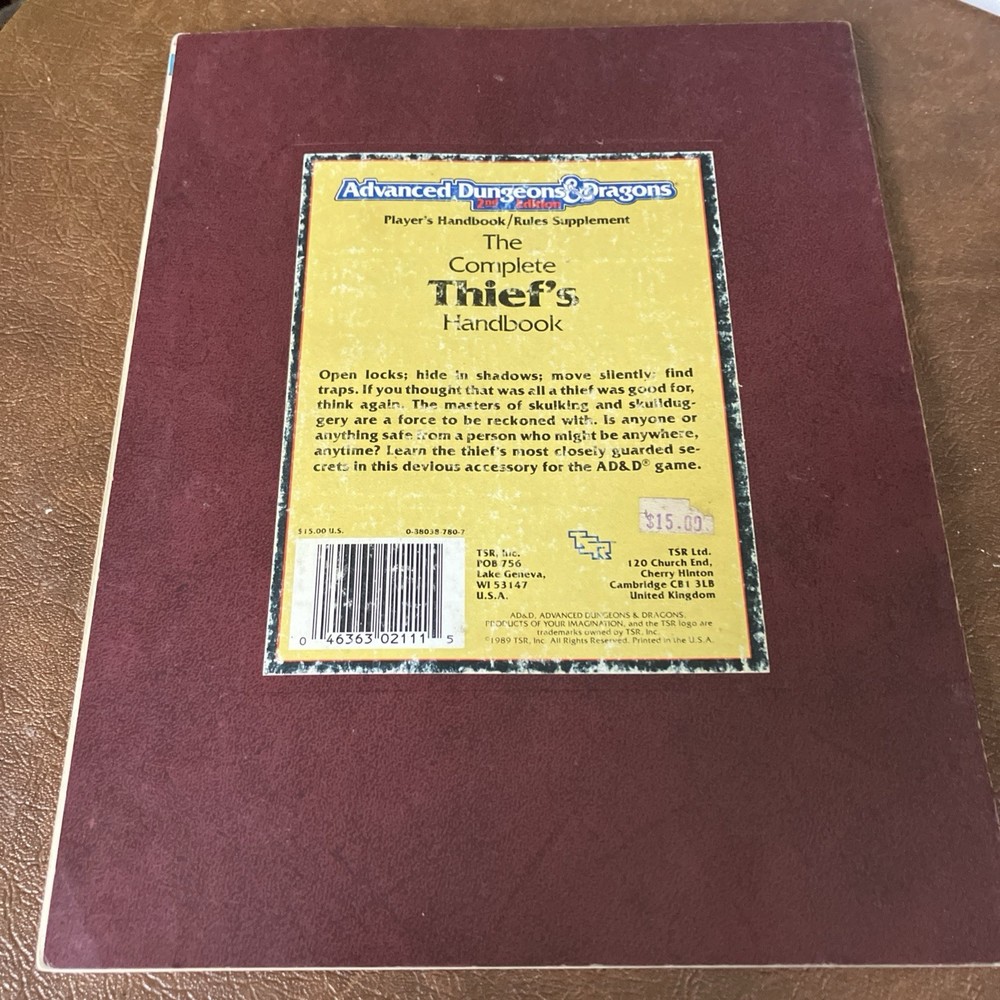 PHBR2 The Complete Thief’s Handbook (AD&D 2e, TSR #2111)