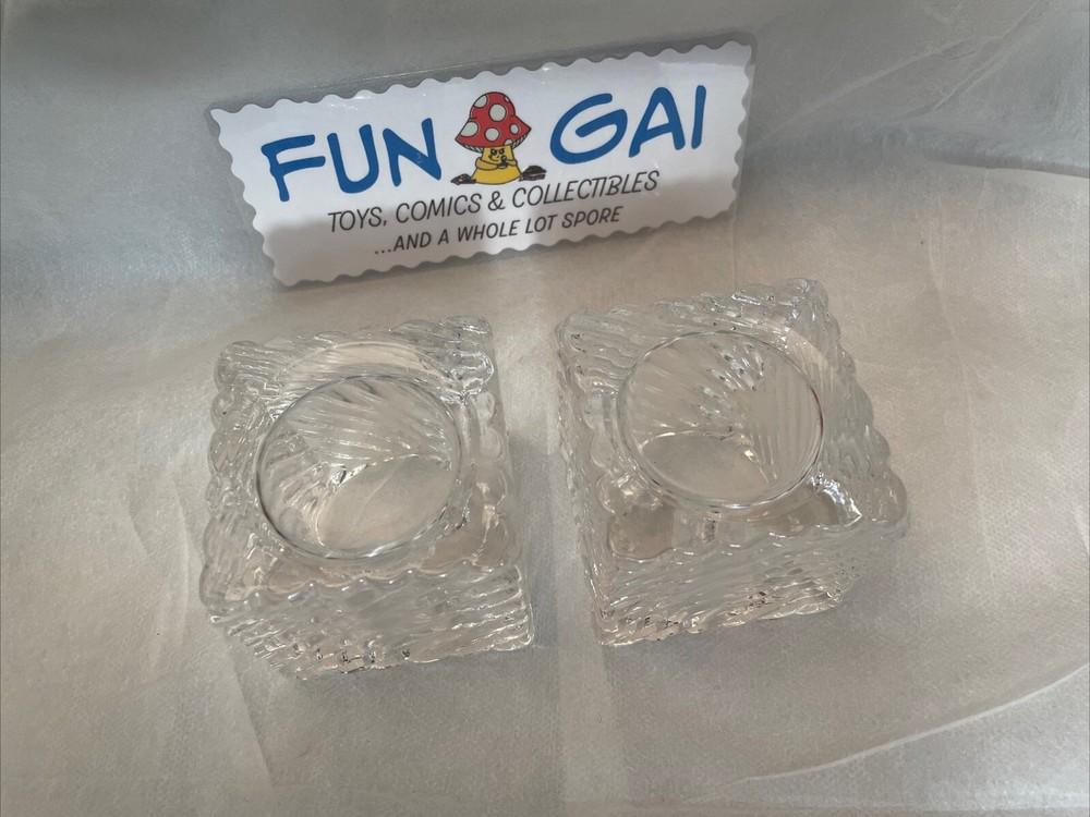 Square Glass Candle Holders Diagonal Pattern