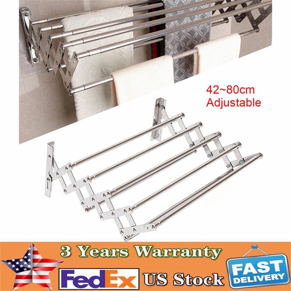 Wall Mounted Clothes Drying Rack Stainless Steel Retractable Laundry Drying Rack